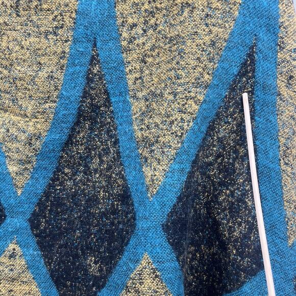 Women's Vest Shawl Peacock-Green Gold Unique One Size Open Front Blanket Poncho - Picture 5 of 11